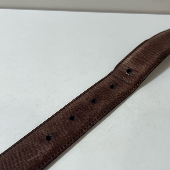 Coach Men's Brown Leather Belt Size 32w Brown Woven Texture - Picture 9 of 10
